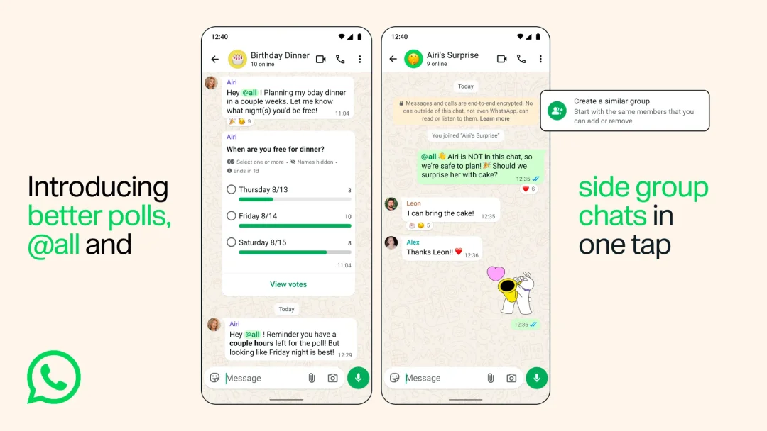 WhatsApp Bikin Chat Grup Makin Praktis, Sekarang Bisa Pakai Tag @all dan Poll Berbatas Waktu